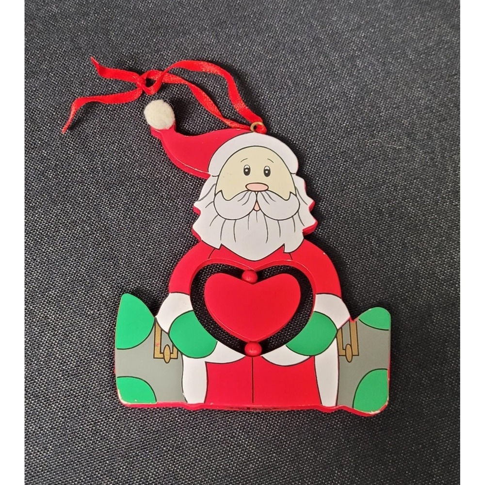 1997 Roman, Inc Santa With Heart Wooden Christmas Ornament